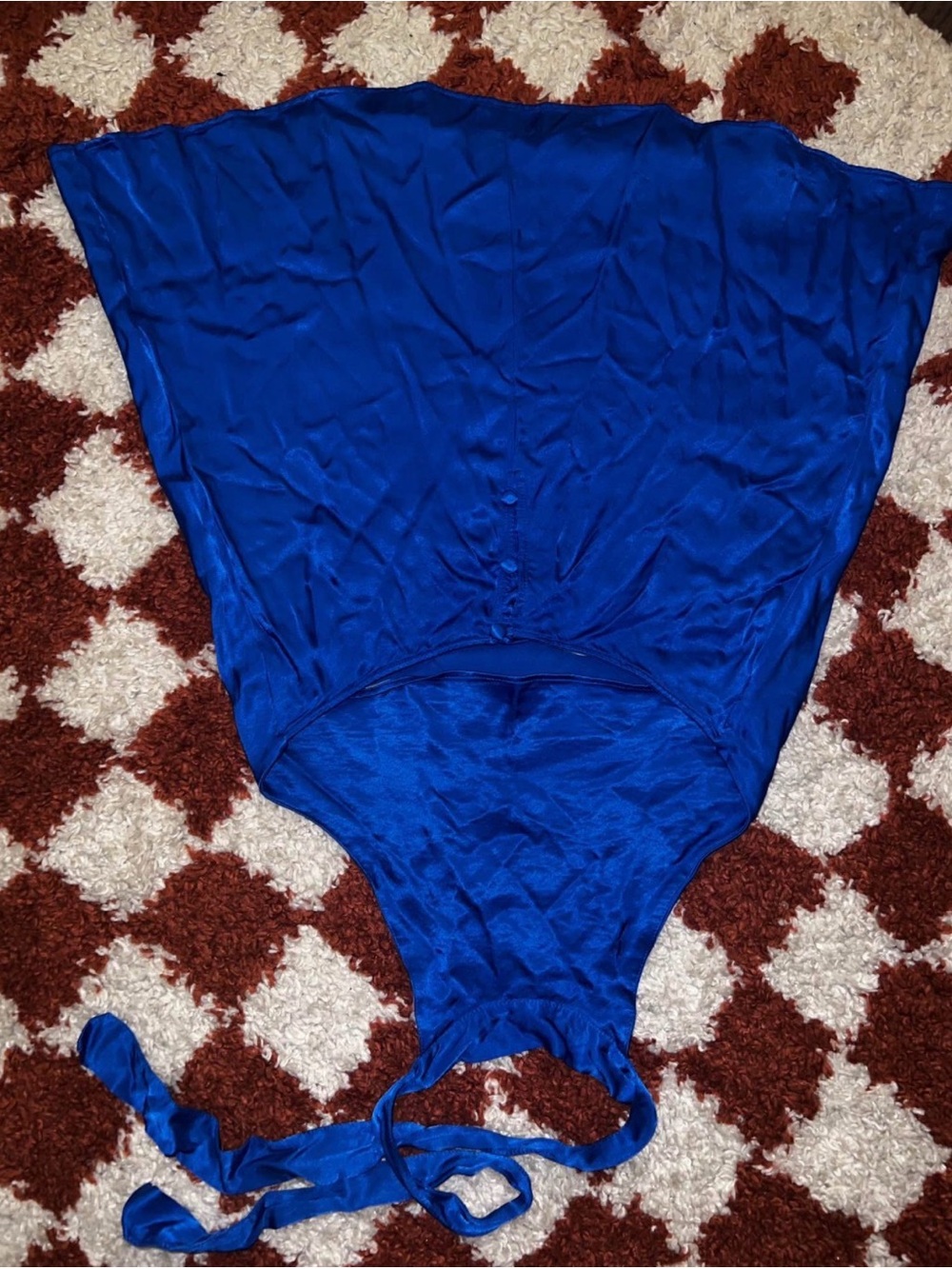 Dynamite Electric Blue Satin Halter Backless Mini Dress - Picture 4 of 4